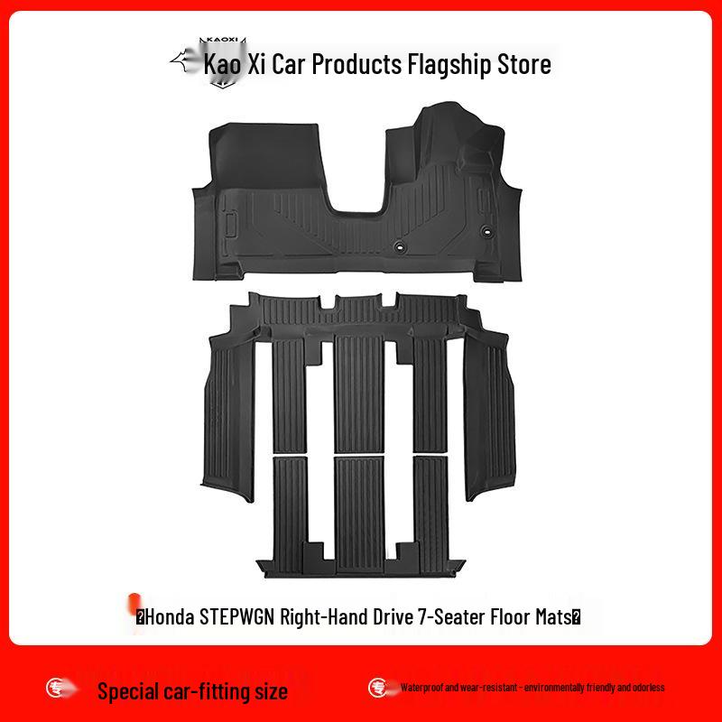 Right-Hand Drive TPE Floor & Trunk Mats for 7-Seat Honda STEPWGN - Waterproof & Wear-Resistant