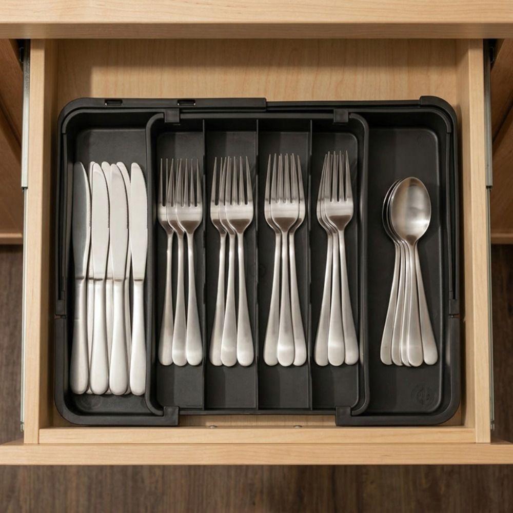 Adjustable Silverware Drawer Organizer 6 Grids Cutlery Separation Trays  Fork Spoon