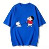 Crayon Shin Chan Shiro Print Casual T Shirt Cute Anime Short Sleeve Tee for Unisex Women Daily Wear