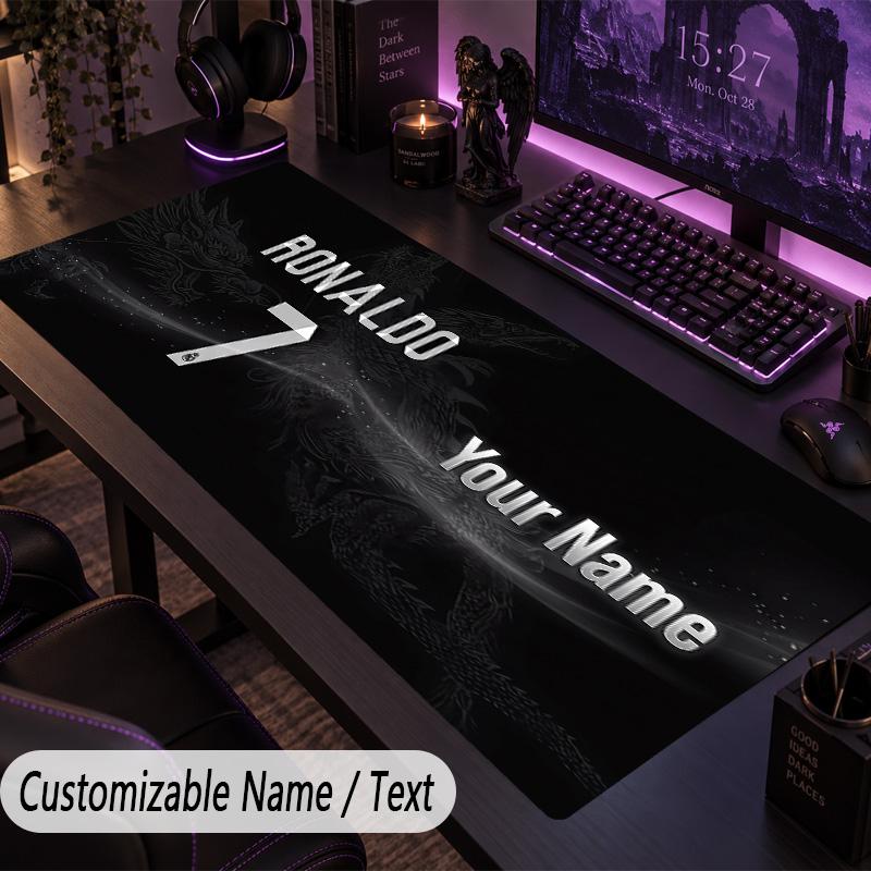 Large Mouse PadCristiano Ronaldo Custom Name Text Personalized Desk Mat Non Slip Gaming Pad