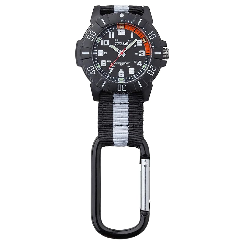 

[Clepher] pocket watch analog carabiner watch waterproof nylon belt black dial CB-A272-BK men s