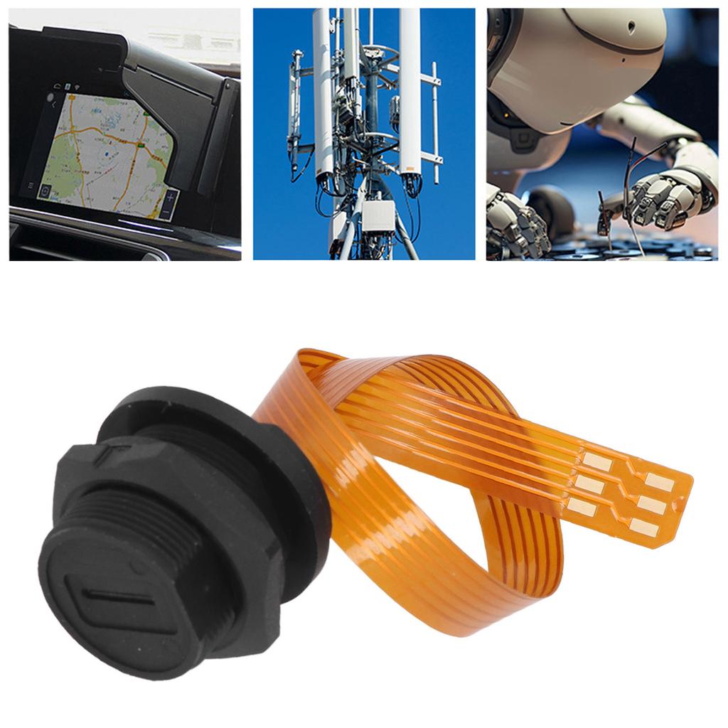 SIM-sokkel Fleksibel kabel 20cm IP68 Vanntett Gjenget Panelmontering SIM-kort Hunnkontakt til Hann