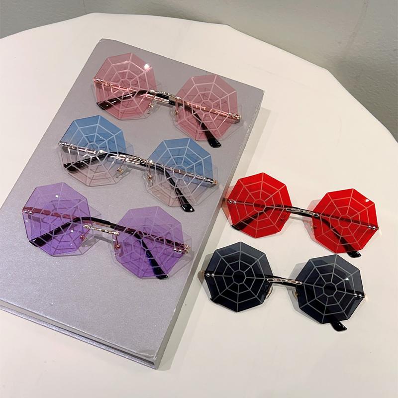 Cobwebs Shaped Sunglasses Men Rimless Stylish Funny Decor Shades Women Ins Trendy Chic Brand Design Rave Sun Glasses
