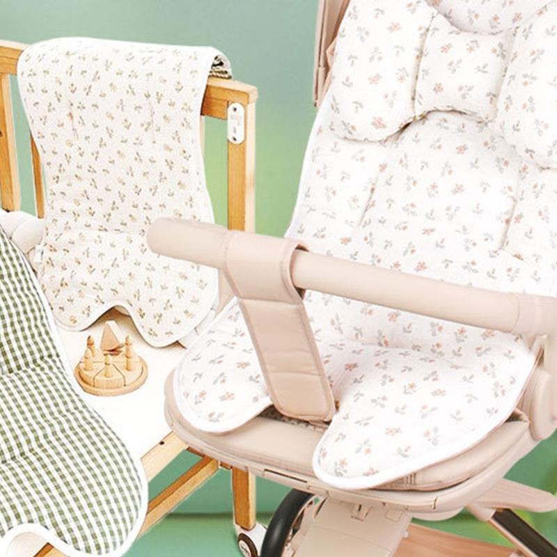 Doublure de siège pour poussette bébé avec motif imprimé Coussin de siège de landau Ensemble de coussinets pour accoudoir de siège-ceinture Accoudoir Coussinet Doublure de poussette