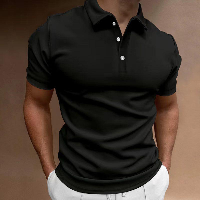 Summer Men's Polo Shirt Solid Color Short-sleeved Lapel T-shirt Casual Fit Top European and American Men's Clothing
