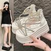 Platform sandals women's fashion outer wear in the summer of 2025 new models with a height increase of 8cm for small people, easy to match, muffin Rom