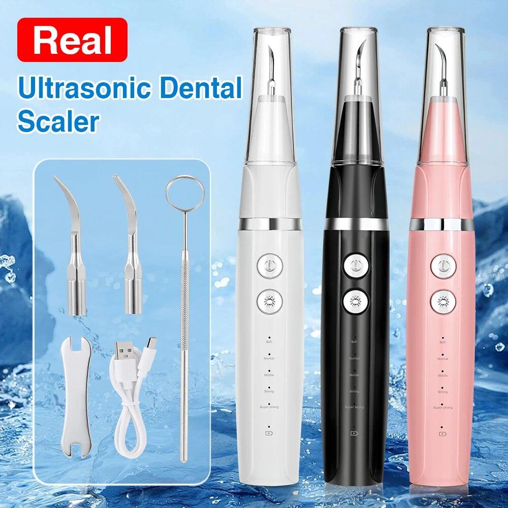 

Настоящий ультразвуковой стоматологический скалер для отбеливания зубов, очиститель для удаления зубного налета, скребок, высокая частота со световыми инструментами