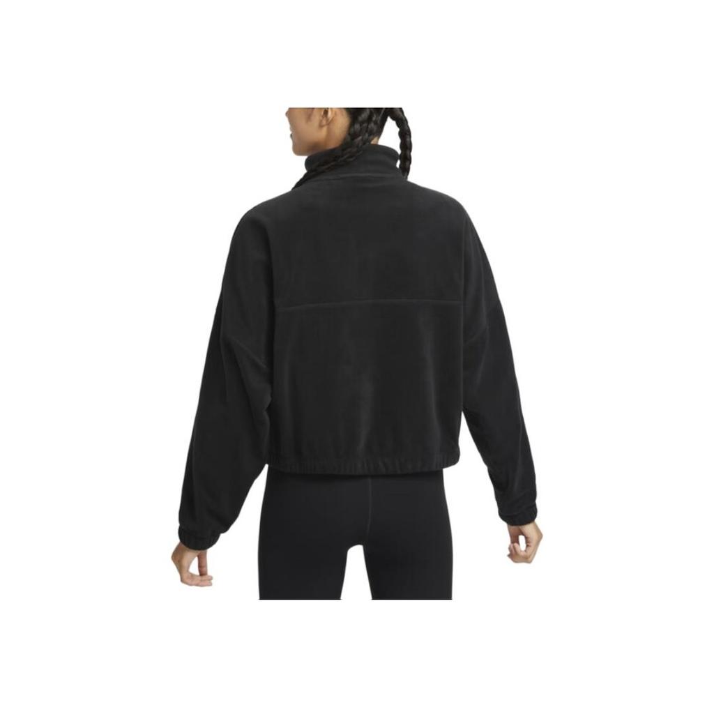 Nike Therma-Fit One Oversized Fleece Logo Embroidery Pattern Pullover Half-Zip Long Sleeve Sweatshirt Women Sweatshirt Black White FV7956010