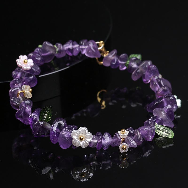 Hongchu Crystal Natural Multi-Gemstone Crushed Stone Single-Loop Bracelet Natural Gradient Colorful Gravel Bracelet