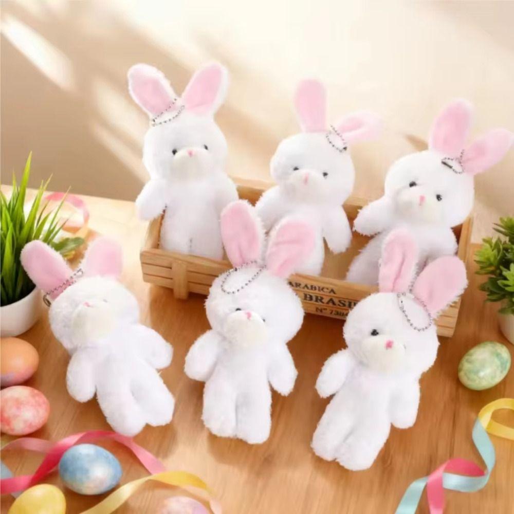 10Pcs Keyring Little Rabbit Plush Toy Stuffed Easter Party Bunny Plush Dolls  Girl