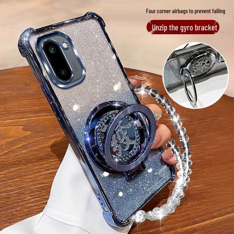 OnePlus ACE6T Phone Case: Full Coverage Mirror with Rotating Stand & Bracelet for OnePlus 15 - Creative, Internet Celebrity Style