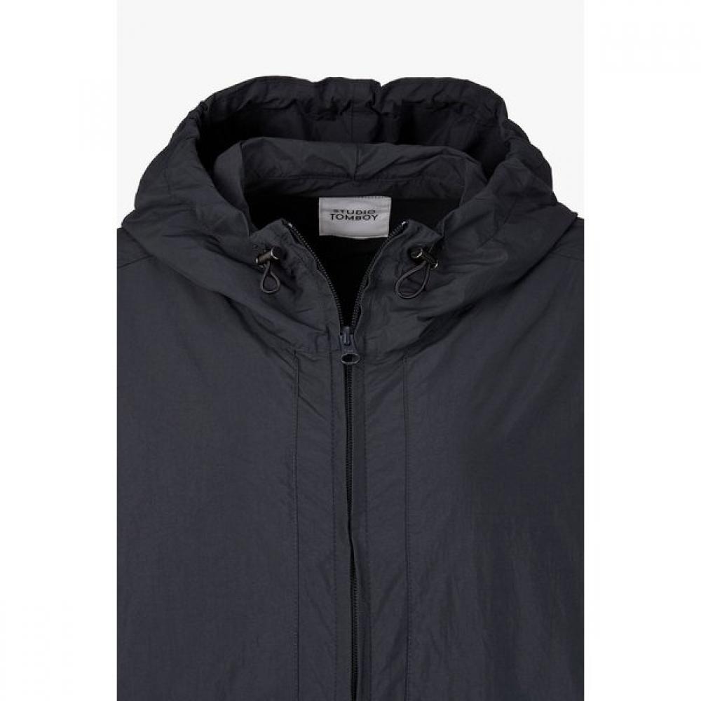 Studio Tomboy Shirred Sleeve Hooded Zip Up Jumper 9106313003