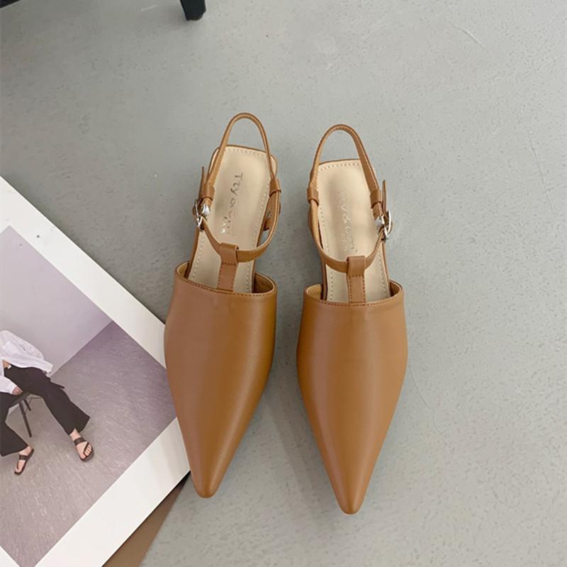 Fashion Bailamos Brand Women Sandals Fashion Ankle Starp Pointed Toe Women Slingback Shoes Thin Low Heel Outdoor Dress Shoes Mujer