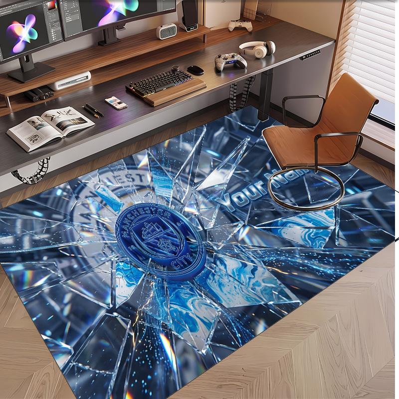 Personalized Crystal Velvet Carpet Manchester City Pattern Non Slip Floor Rug