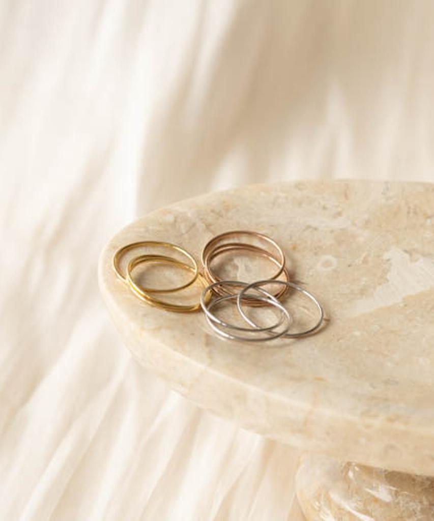 Alleun Silver 925 Layered Silver Thread Ring Knee Friendship
