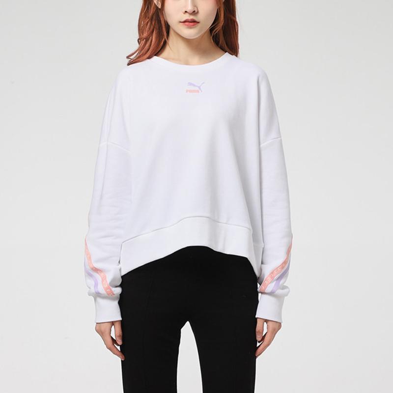Puma Logo Casual Sports Crewneck Sweatshirt Women sweatshirt White 531078-02
