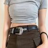 Y2K Black Belt Waist Seal American Style Leather Wide Belt New Rivet Belt  Gifts