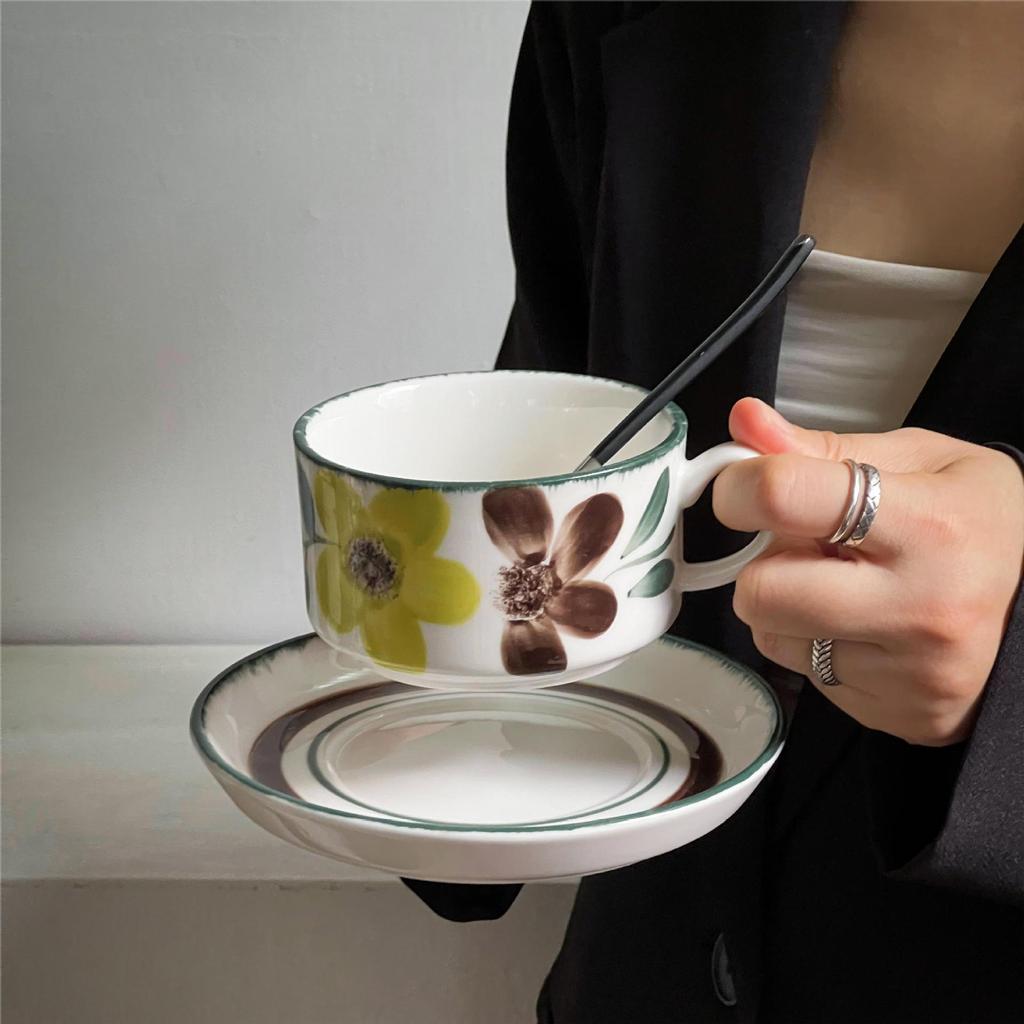 Keramický šálek na kávu s podšálkem lehký luxus vysoká hodnota kancelář odpolední čaj šálek na čaj retro šálek na latte