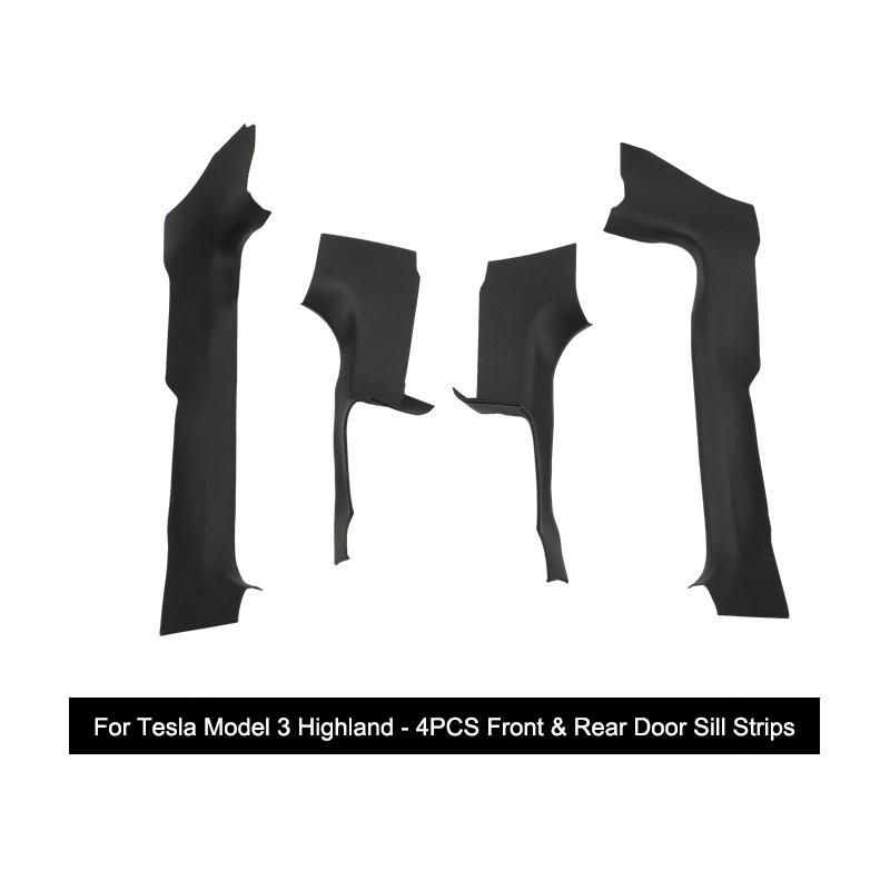 For Tesla Model 3 Highland Front Rear Door Sill Strip Guards Protective Mats Rear Underseat Cushion TPE Anti-dirty Pads