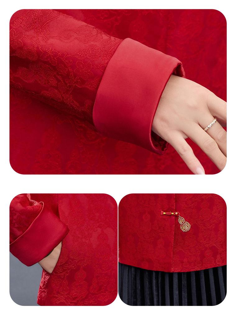 2026 Zodiac Year Stylish Spring Jacket for Middle-Aged and Older Women - New Chinese Style Mother of the Bride Top