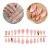 24Pcs Golden Lines Embellishments Press On Nail Short Almond Shape With Metallic Flower Effect