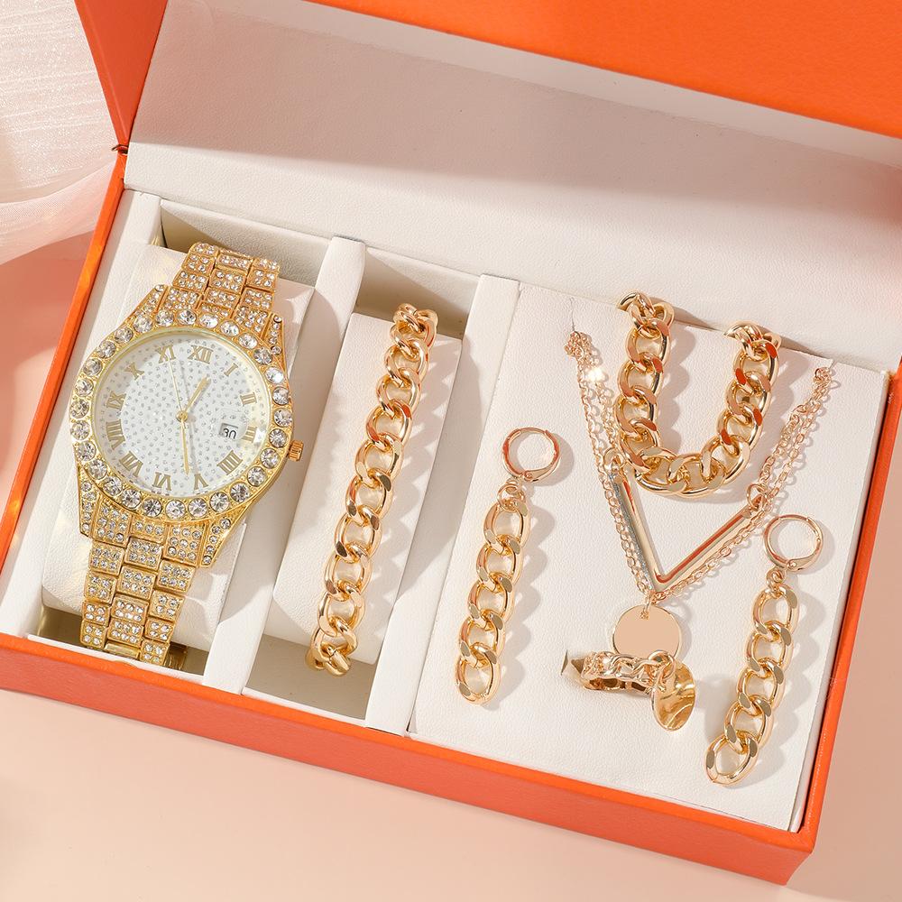 

Женские римские кварцевые часы с бриллиантами, комплект из 5 шт./компл.