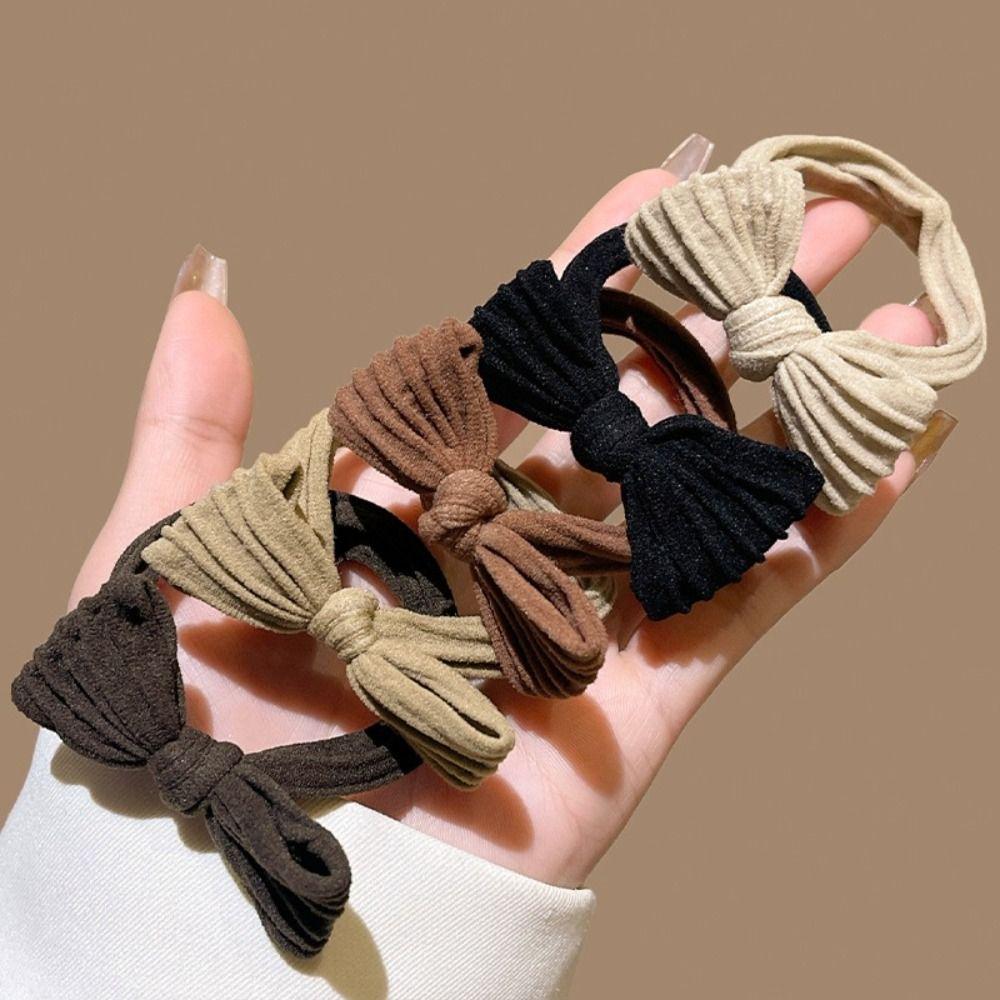 1pcs 5Colors Bow Hair Ring Flocking Tie Ponytail Hair Circle colourful hair band  Girl Accessories