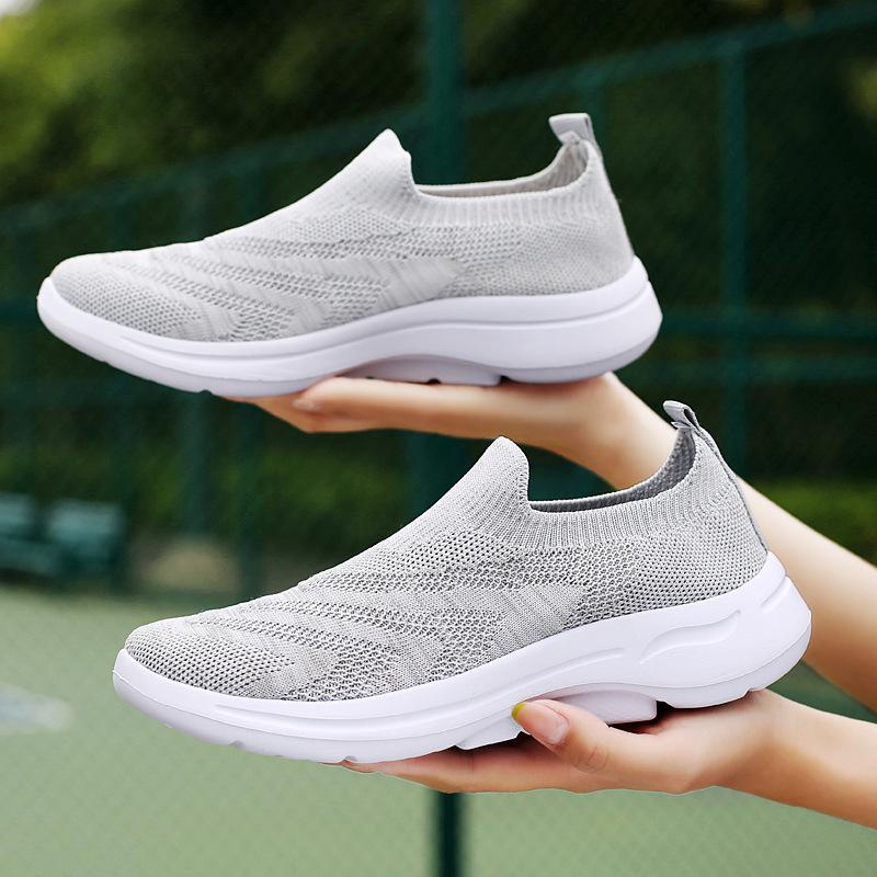 Spring Large Size Women'S Single Shoes Casual Single Shoes Overalls Sneakers Versatile Mesh Breathable Fly-Woven Shoes