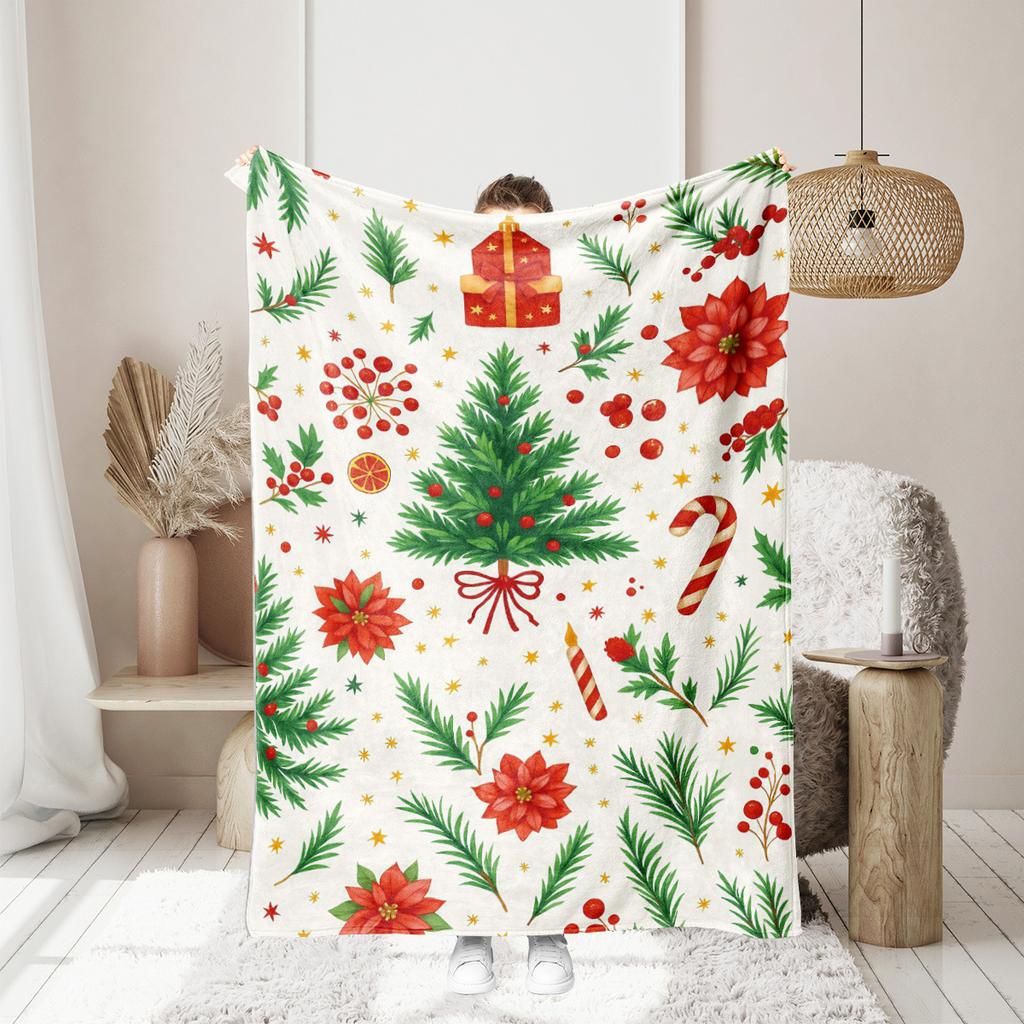 Christmas Cartoon Series Printed Blanket for Sofa Travel Camping Living Room Office Conditioning Blanket for All Seasons Gifts