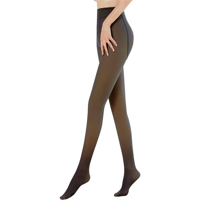 Collant Chaud Femme Hiver Extensibles Translucide Epais Polaire Opaque Leggings Taille Haute Thermique [300g,Noir Pied Plein]