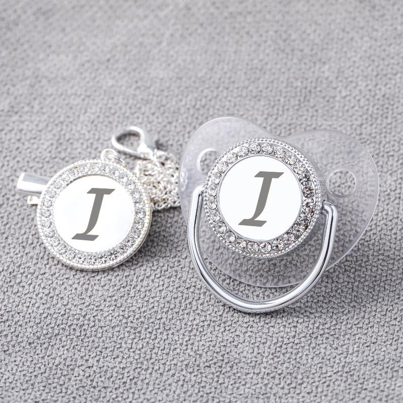 Transparenter Silber-Strassstein-Buchstaben-Schnuller mit Staubschutz