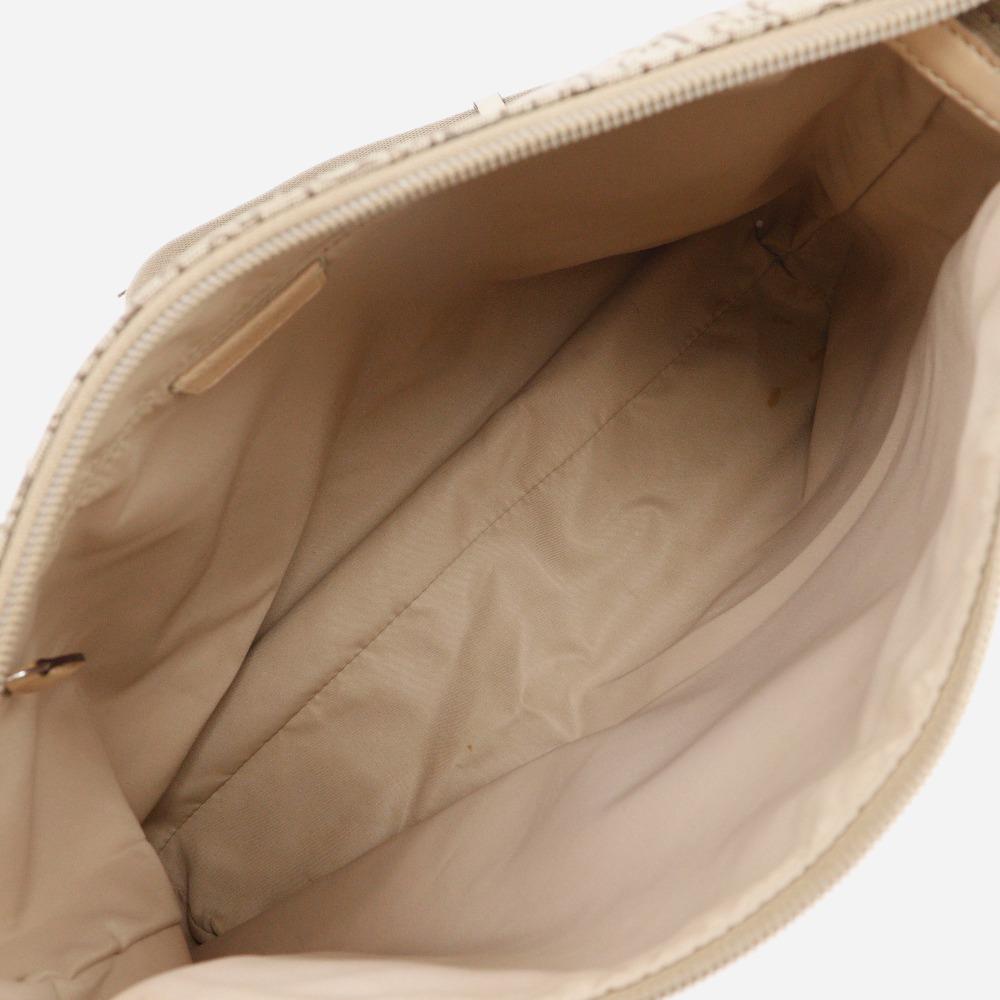 Dior Trotter Shoulder Bag 07RU 0064 Hobo Bag Beige Canvas Unisex Used
