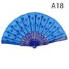 Rainbow Color Dance Fan Peacock Pattern Folding Hand Held Embroidered Sequin Fan