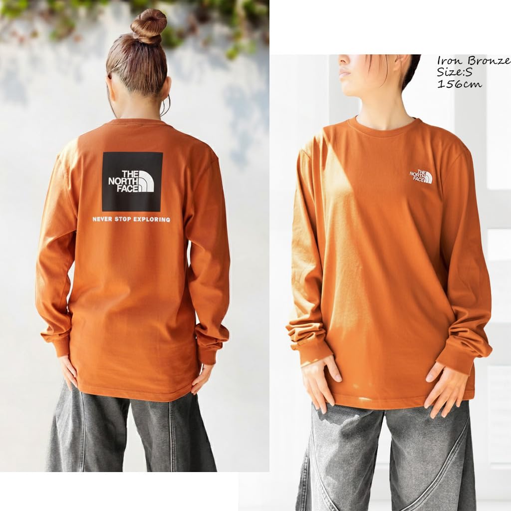 The North Face Box Nse Iron Long Sleeve with Back Print and Box Size L Tee, Bronze, T-Shirt Logo, [Used]