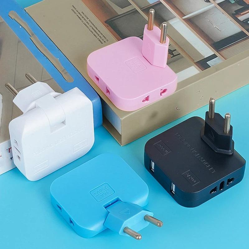 Eu Plug Adapte 4 In 1 Wall Outlet Extension Eu Electrical Socket 180 Degree Plug Adapter Travel Aadapter Portable Power Converte