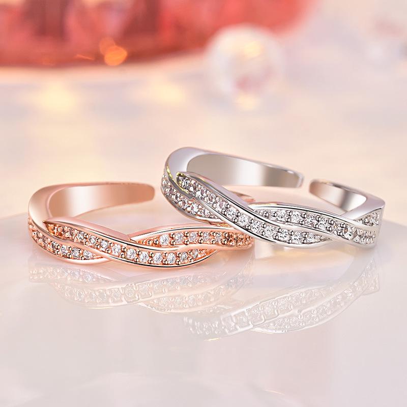 Luck-Turning Twisted Pattern Women's Ring with Micro-Paved Diamonds