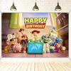 Toy Story Happy Birthday Backdrop,Cartoon Photo Booth Banner, Kids Toy Story Themed Birthday Party Decorations Photograp