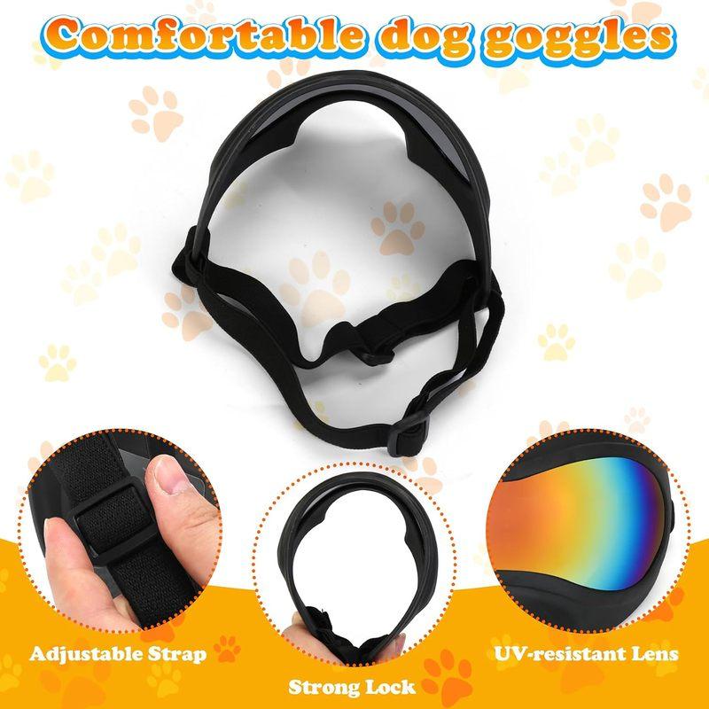 Dog Goggles UV Protection Windproof Dustproof Anti-Fog Dog Sunglasses Large Medium Dogs Lightweight TPE Frame Adjustable Strap