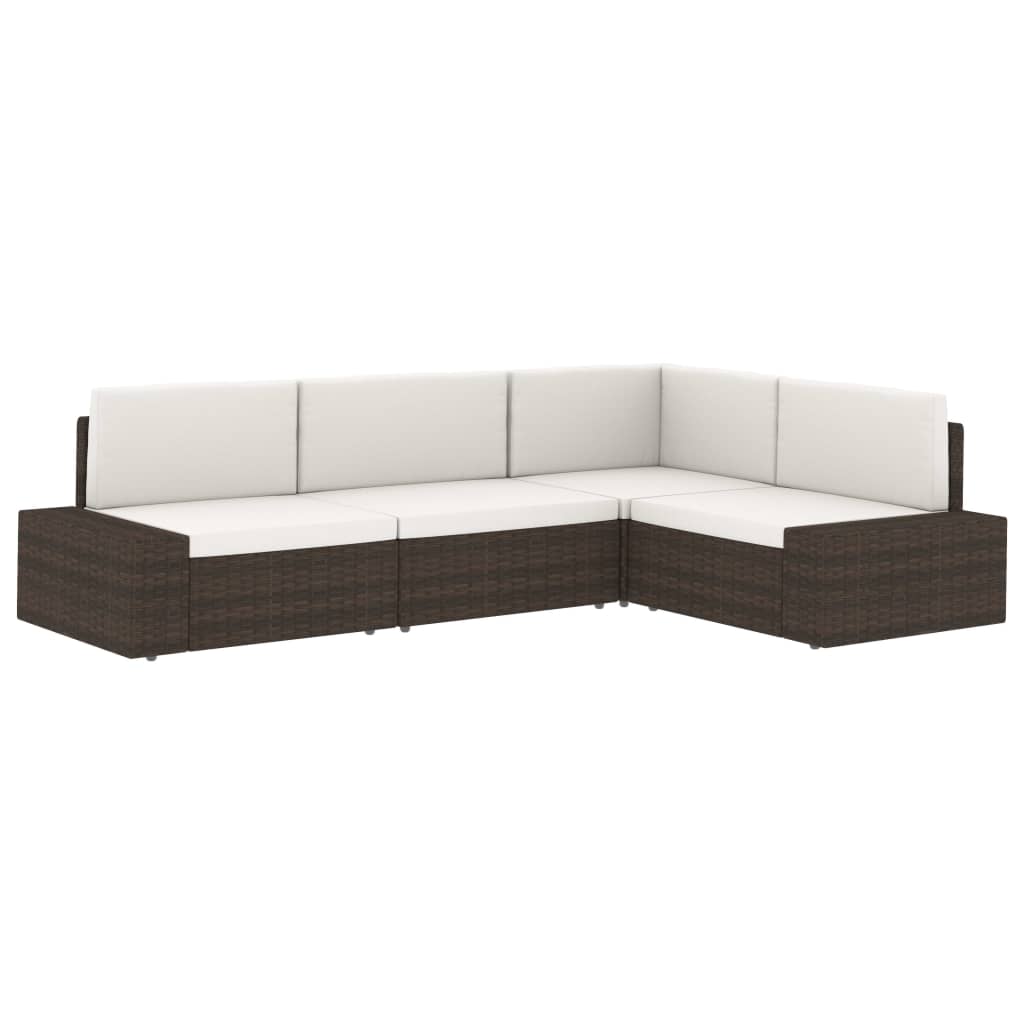Modular 2 Seater Sofa Poly Rattan Brown