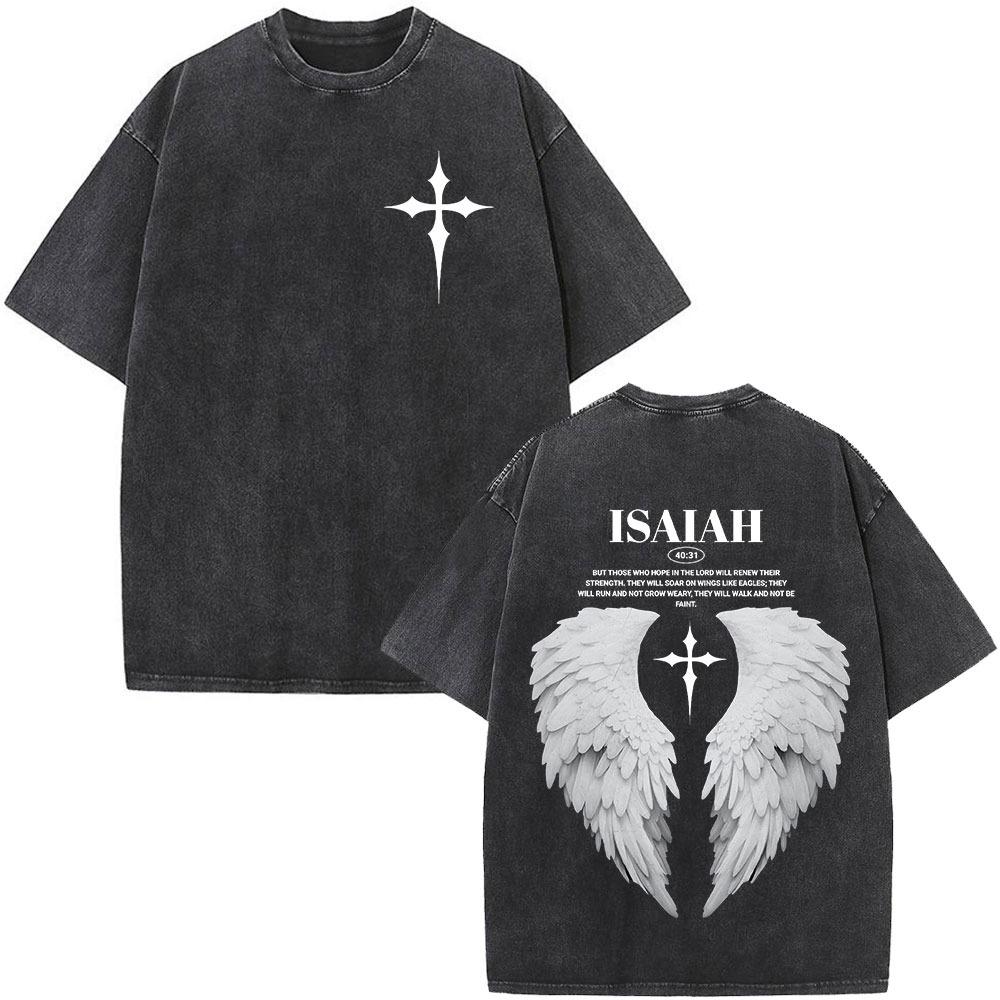 Faith in Fear Bible Washing T-shirt Men's Fashion Retro Oversized T-shirt Harajuku T-shirt