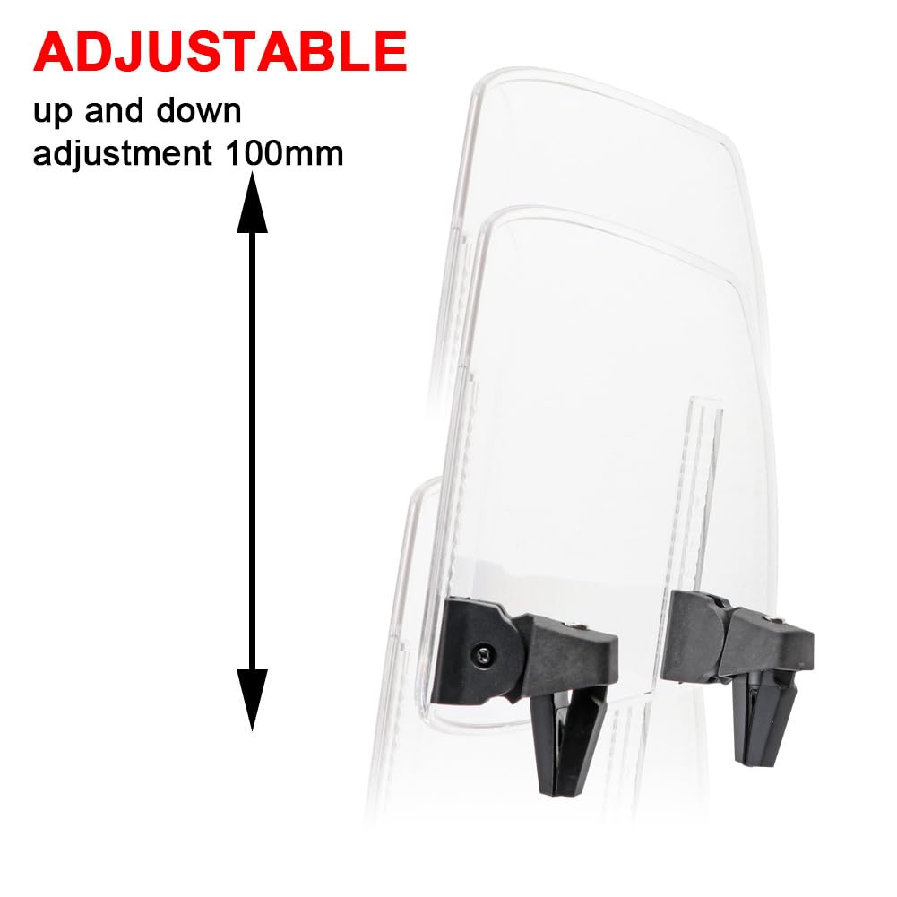 AQIMY Universal Windscreen ABS Plastic Windshield Extension Adjustable 4 Tier Windshield Transparent