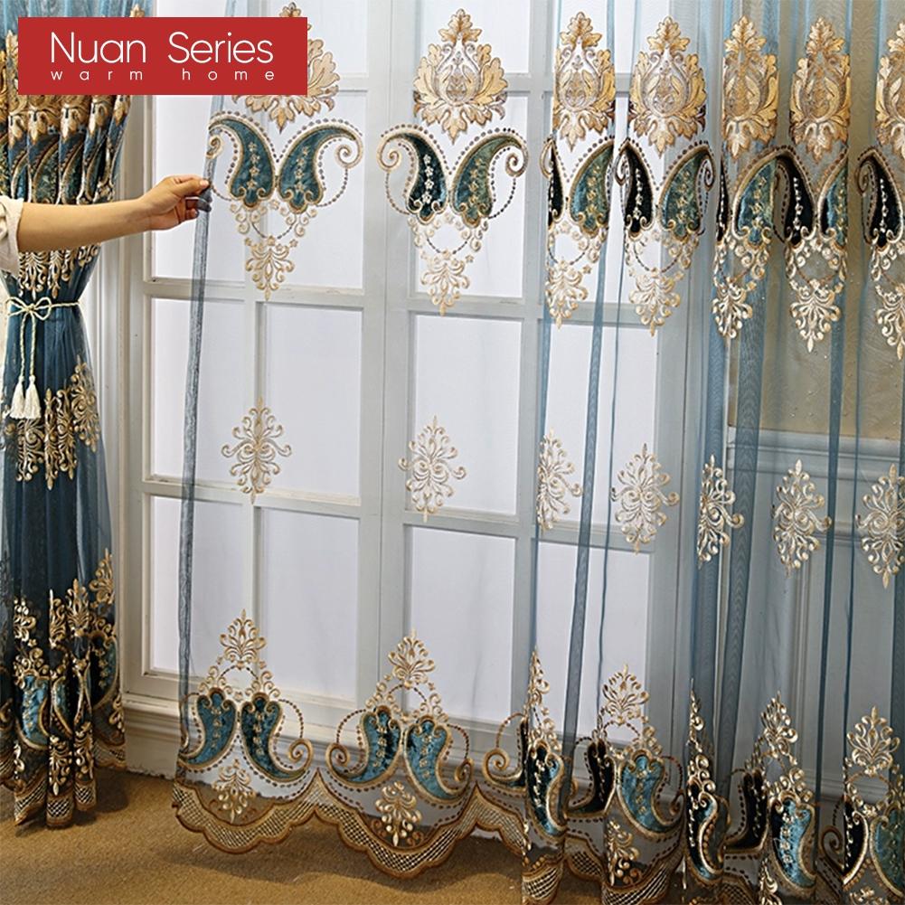 1PC Nuan Series 10-20% Blackout European High-end Embroidered Sheer Curtain for Living Room Bedroom Home Decor
