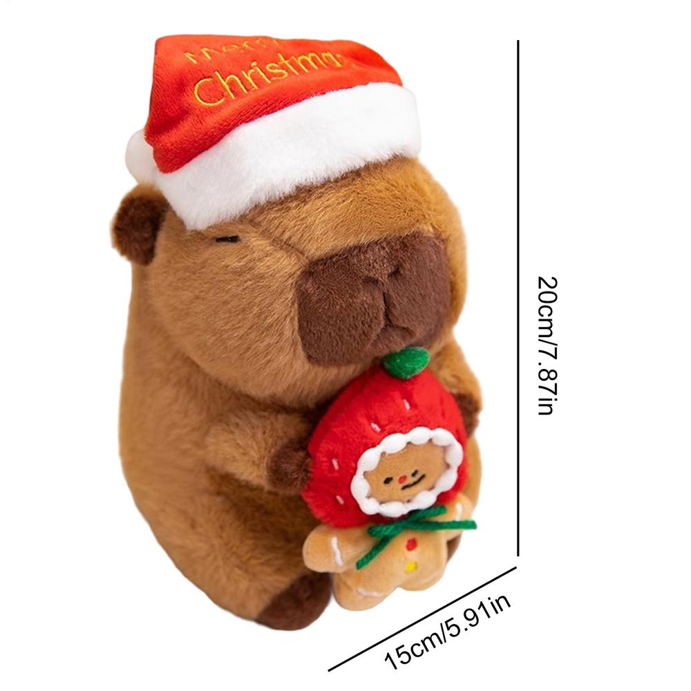 2025 Christmas Capybara Stuffed Animal Soft Plush Toy, Holiday Decor For Car Bedroom Sofa Living Room, Toddler Kids