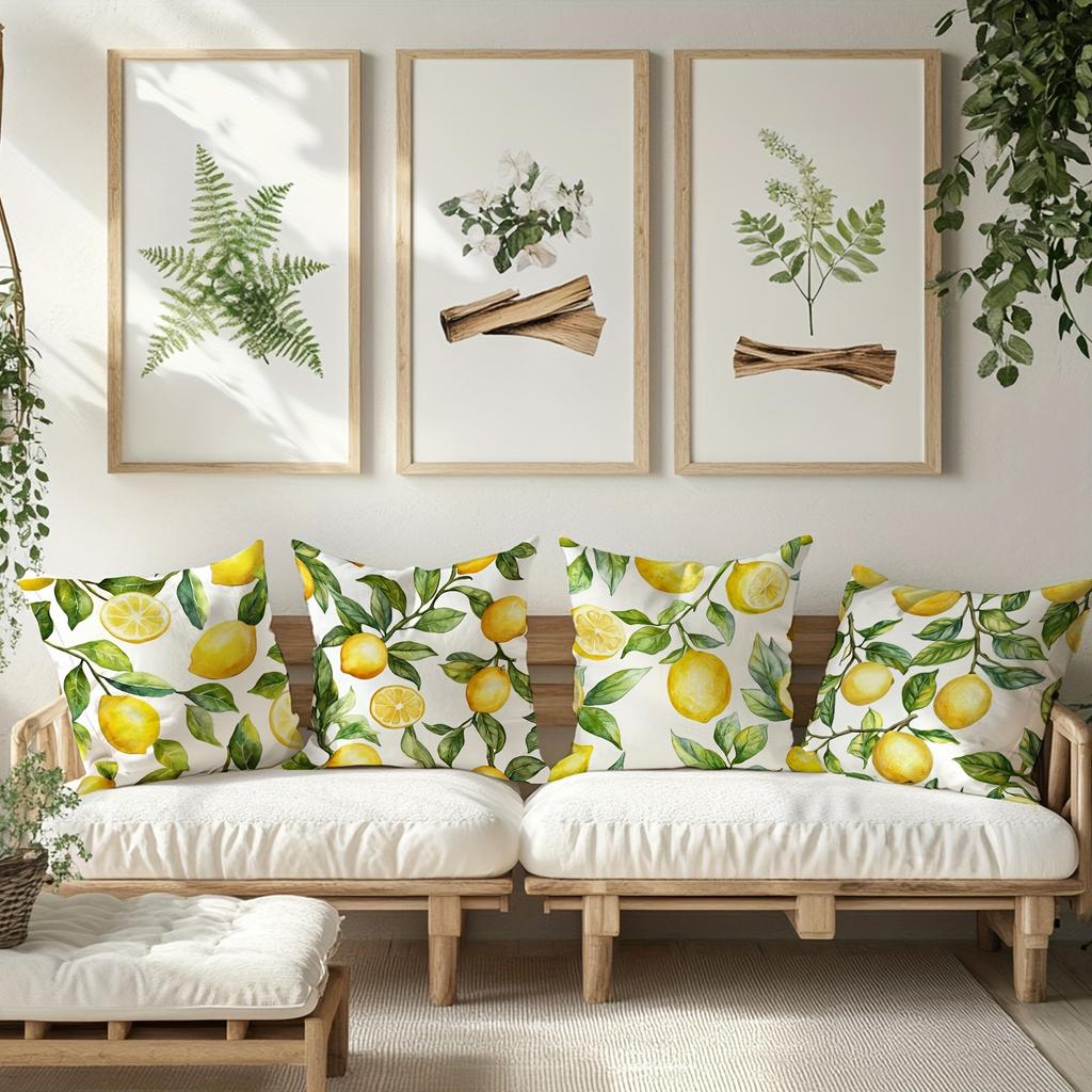 Lemon Pillow Covers Fresh Fruit Designs Holiday Sofa Home Room Office Living Decor Single Sided Printing Summer Kitchen Cushion