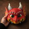 Durable Dragon Halloween Mask 3D Cute Full Face Mask, Party Baby Lightweight Breathable Eyelet Role Play Costume with Realistic Scales And Horns