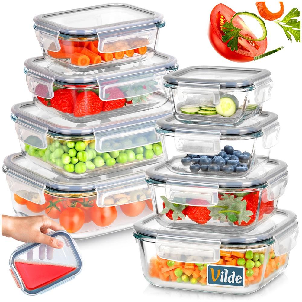 Glass Food Containers with Lid and Seal 8 Pcs.