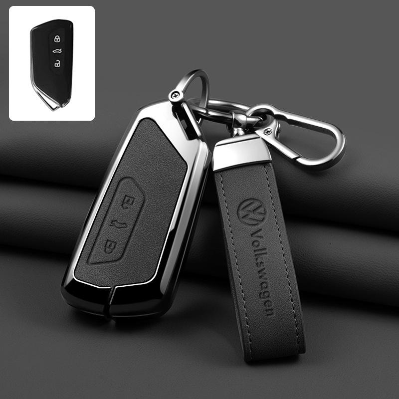 Leather Car Remote Key Fob Case Cover Protector Holder Shell For VW Volkseagen Golf 8 MK4 MK8 ID.3 ID.4 Keychain Accessories