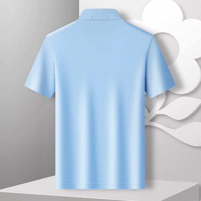 MONTAGUT Men's Embroidered Zipper Stand-Collar Short Sleeve T-Shirt