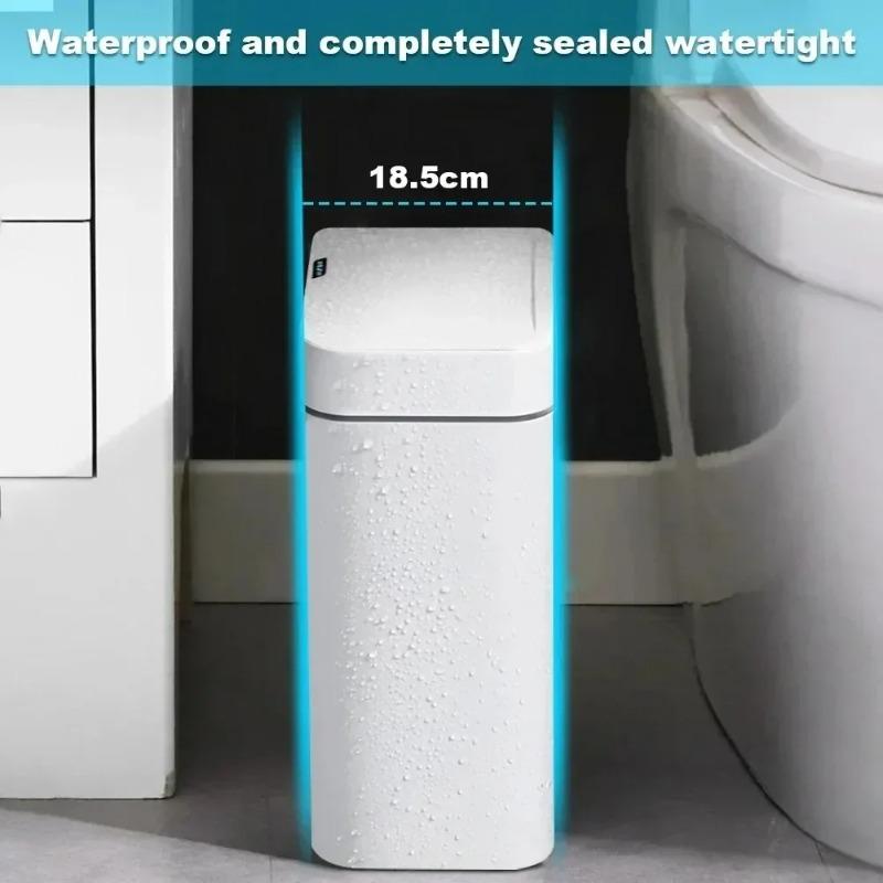 New Smart Bathroom Trash Electronic Trash Can White Touchless Narrow Smart Sensor Garbage Bin Smart Home 15L