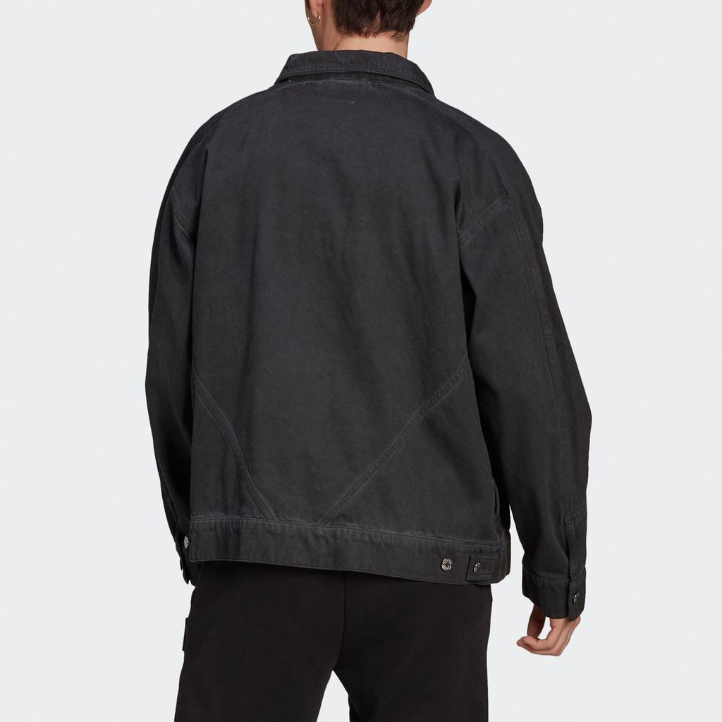 adidas Originals Fshn Denim Regular Fit Lapel Casual Sports Jacket Men Black GN3292